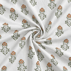 Tela Flores Block Print Terracota - Breona A 926 3