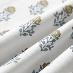 Mustard Block Print Floral Fabric - Breona B 926 3