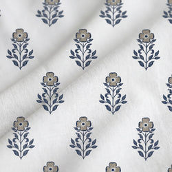 Tela Flores Block Print Azul Índigo - Breona C 926 3