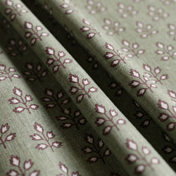 Tela Flores Block Print Granate y Verde Salvia - Candas A 926 4 H