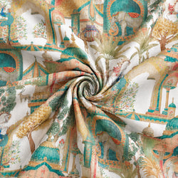 Multicolour Indian Palace Scene Fabric - Hebe A 926 1