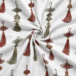 Tela Oriental Borlas Granate - Idili A 926 6