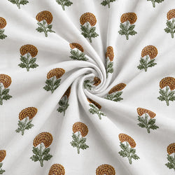 Tela Flores Clavel Mostaza y Verde - Idili C 926 4