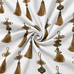 Tela Oriental Borlas Dorado - Idili C 926 6