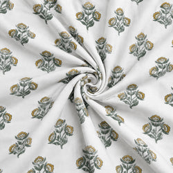 Tela Flores Block Print Verde y Mostaza - Lignea A 926 7