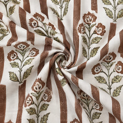 Tela Rayas Flores Chocolate - Lignea C 926 2