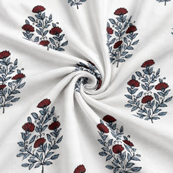 Tela Flores Block Print Granate y Azul - Luku B 926 2