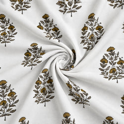 Tela Flores Block Print Mostaza - Luku C 926 2