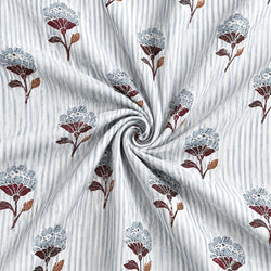 Tela Rayas Flores Azul y Granate - Mino A 926 4