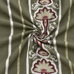 Tela Rayas Cenefa Verde Oliva - Mino B 926 3 H