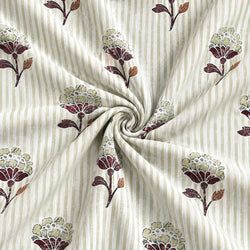 Tela Rayas Flores Verde y Granate - Mino B 926 4