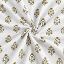 Tela Flores Block Print Mostaza - Willa B 926 3