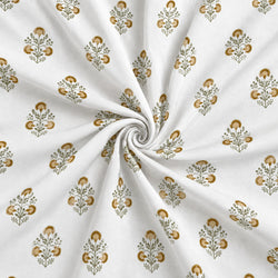 Tela Flores Block Print Mostaza - Willa C 926 3