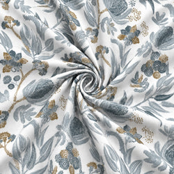Tela Flores Indienne Azul y Dorado - Yuna B 926 4