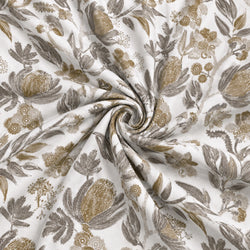 Tela Flores Indienne Gris y Dorado - Yuna C 926 4